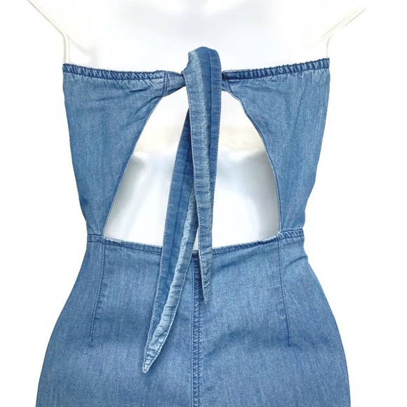 TIMING Chambray Strapless Tie Back Romper Sz M GUC - Picture 6 of 8